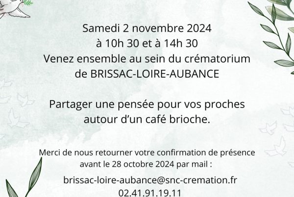 Annonce de la journée du temps, d'une pensée au crématorium de Brissac Loire Aubance